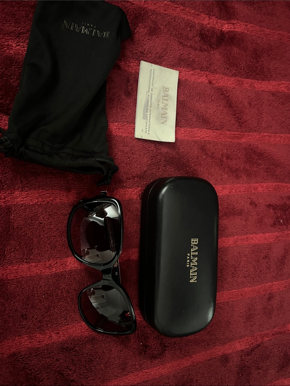 Balmain Black Sunglasses with Black Hard Case and Pouch